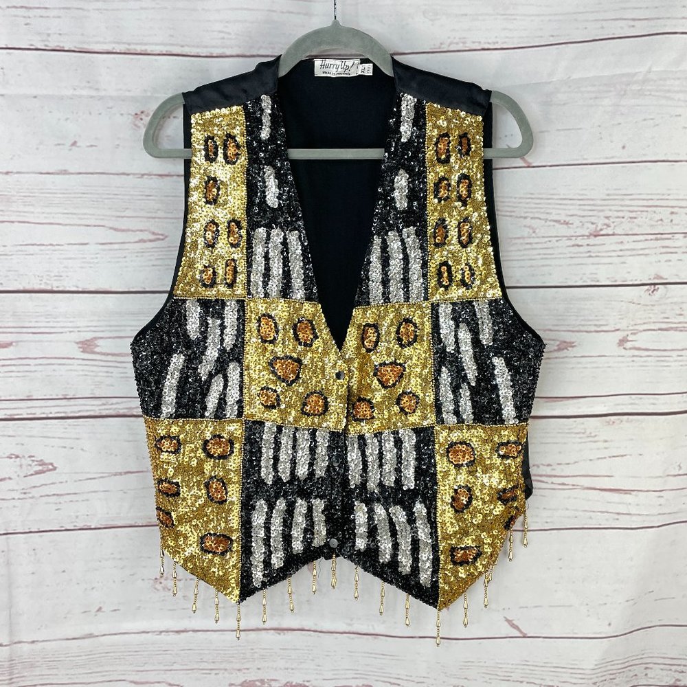 Gold and Black Sequin Vest